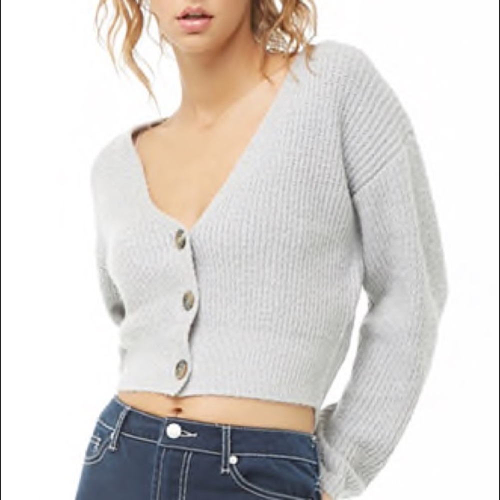 Cropped Gray Knit Sweater